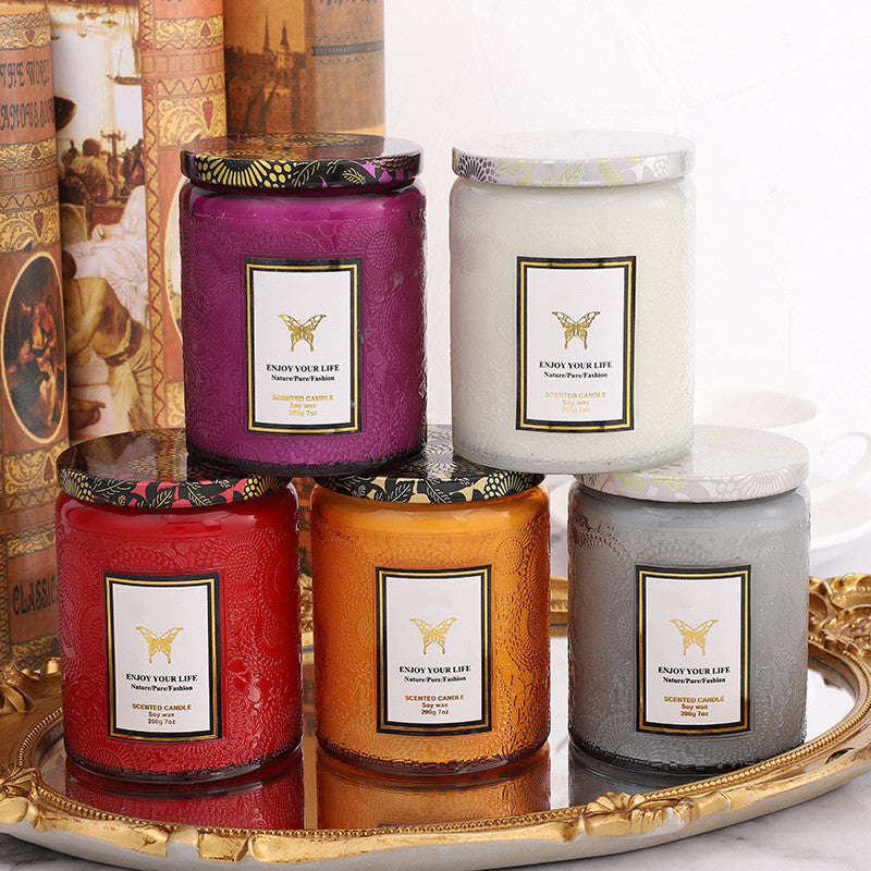 Embossed Glass Fragrance Handmade Gift Aromatherapy Soy Candles Orazek UK Ltd