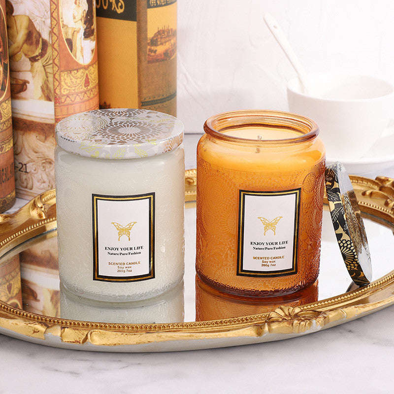 Embossed Glass Fragrance Handmade Gift Aromatherapy Soy Candles Orazek UK Ltd