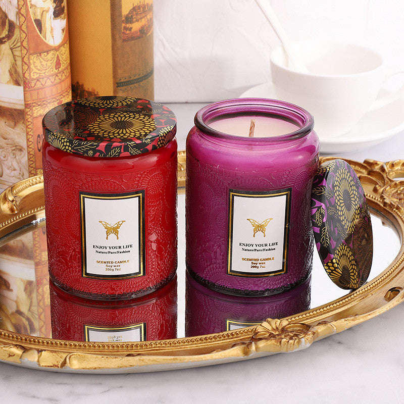 Embossed Glass Fragrance Handmade Gift Aromatherapy Soy Candles Orazek UK Ltd