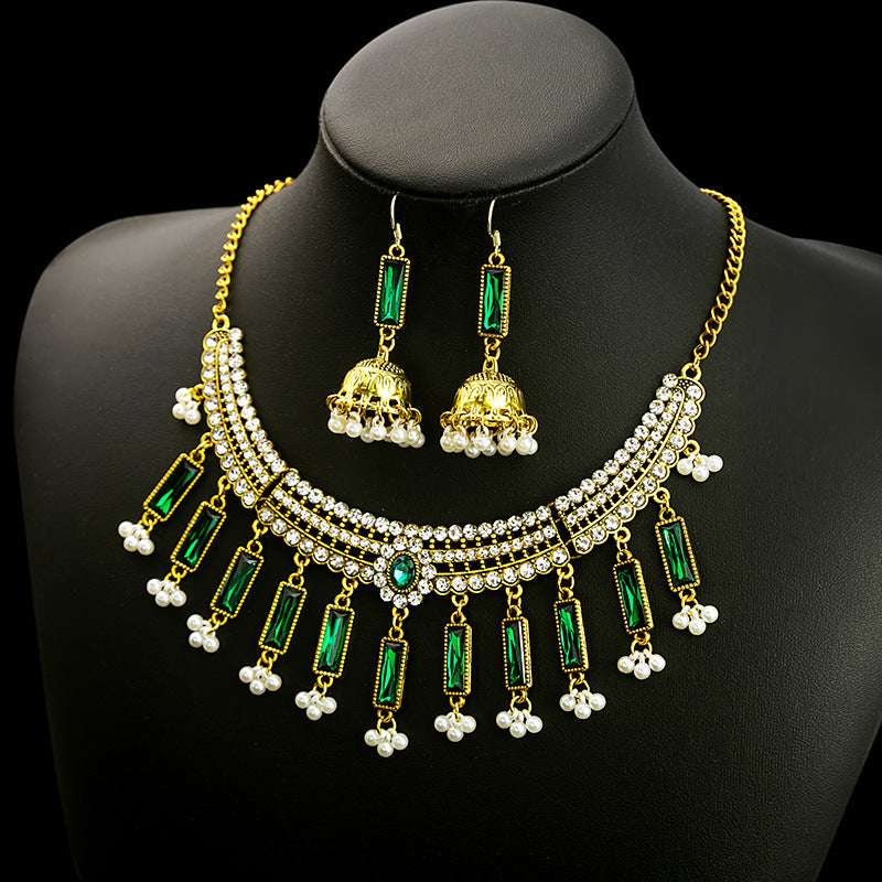 Ethnic-style Pearl Flower Necklace And Earrings Set | Orazek UK Ltd