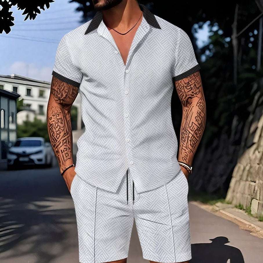 European And American Ins Fashion Men's Digital Printing Casual Short Sleeve Suit | Orazek UK Ltd