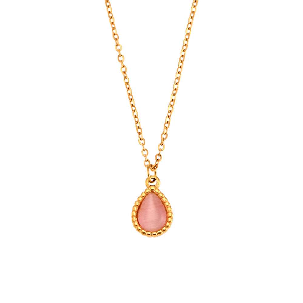 European And American Ins Fashion Minimalistic Water Drops Opal Earrings Stainless Steel Plated Necklace | Orazek UK Ltd