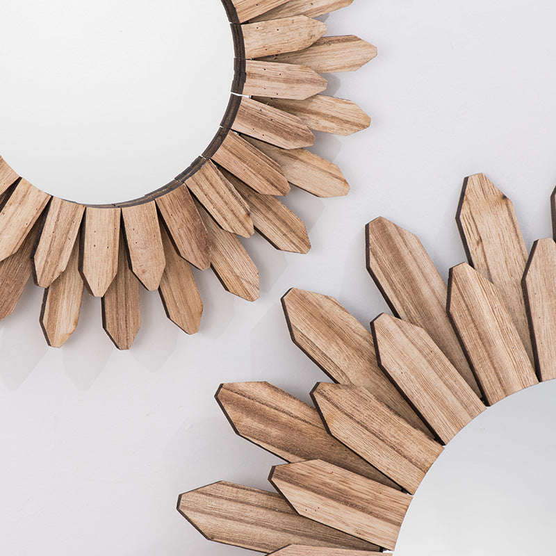 European-style Solid Wood Handmade Finish Hanging Mirror Homestay Hotel Entrance Decoration Hanging | Orazek UK Ltd