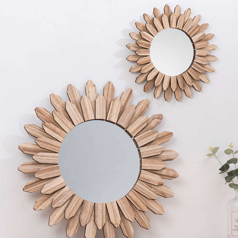 European-style Solid Wood Handmade Finish Hanging Mirror Homestay Hotel Entrance Decoration Hanging | Orazek UK Ltd