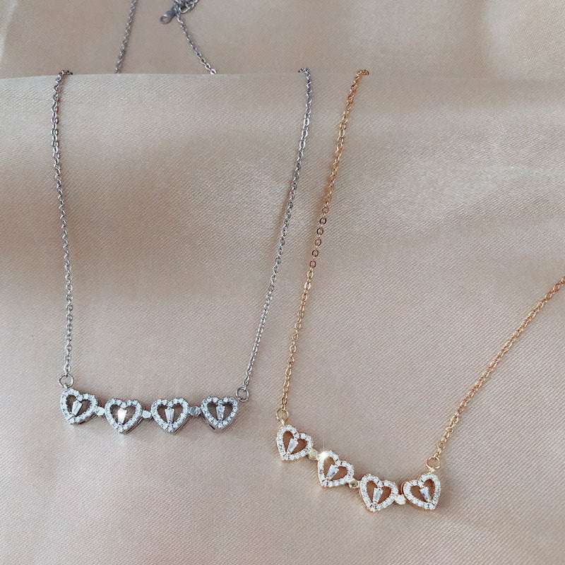 Explosive Detachable Cubic Zircon Heart Shape Four-leaf Clover Necklace Pendant For Women | Orazek UK Ltd