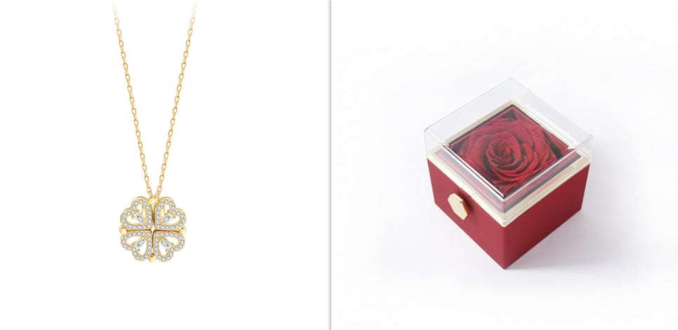 Explosive Detachable Cubic Zircon Heart Shape Four-leaf Clover Necklace Pendant For Women | Orazek UK Ltd