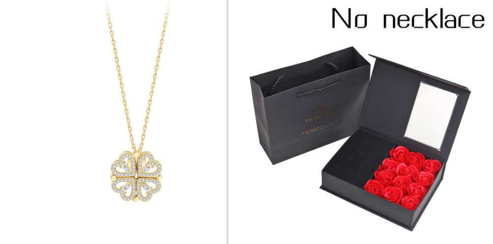 Explosive Detachable Cubic Zircon Heart Shape Four-leaf Clover Necklace Pendant For Women | Orazek UK Ltd