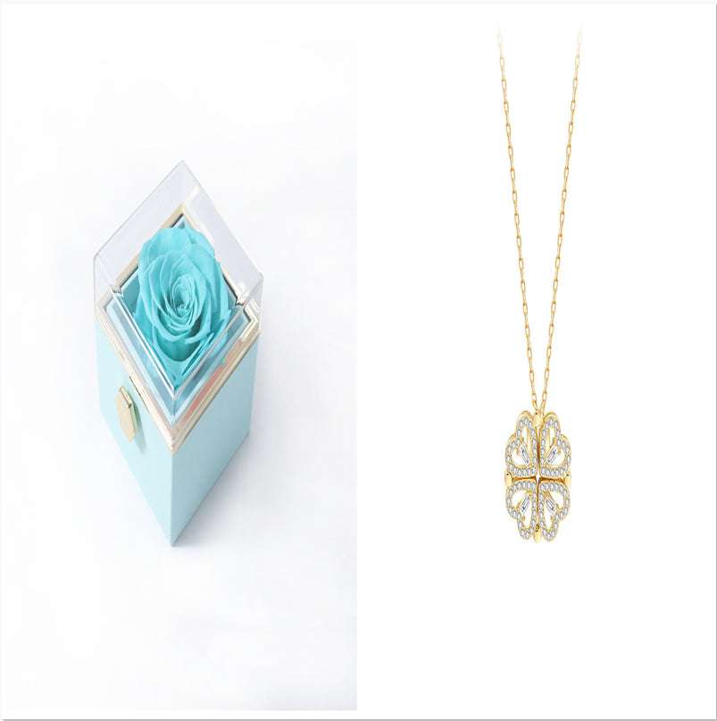 Explosive Detachable Cubic Zircon Heart Shape Four-leaf Clover Necklace Pendant For Women | Orazek UK Ltd
