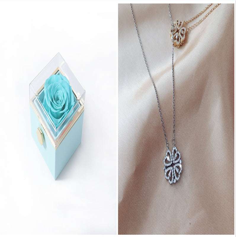 Explosive Detachable Cubic Zircon Heart Shape Four-leaf Clover Necklace Pendant For Women | Orazek UK Ltd