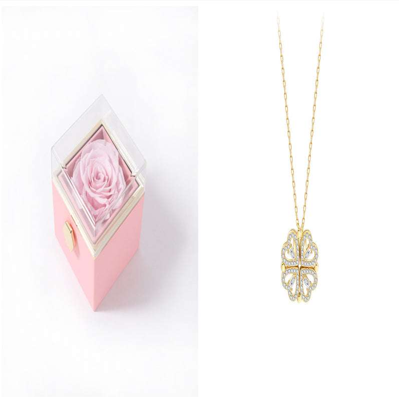 Explosive Detachable Cubic Zircon Heart Shape Four-leaf Clover Necklace Pendant For Women | Orazek UK Ltd
