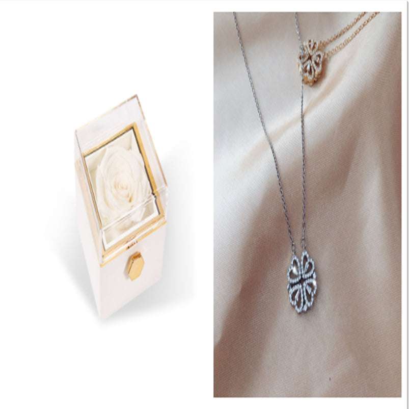 Explosive Detachable Cubic Zircon Heart Shape Four-leaf Clover Necklace Pendant For Women | Orazek UK Ltd