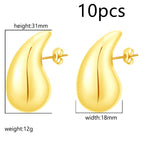 Advanced Design Feeling Chubby Water Drop Earrings, Stainless Steel Hollow Earrings