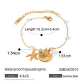 Fashion Jewelry 18K Gold Stainless Steel Pearl Chain Summer Holiday Shell Starfish Pendant Bracelet | Orazek UK Ltd