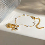 Fashion Jewelry 18K Gold Stainless Steel Pearl Chain Summer Holiday Shell Starfish Pendant Bracelet | Orazek UK Ltd