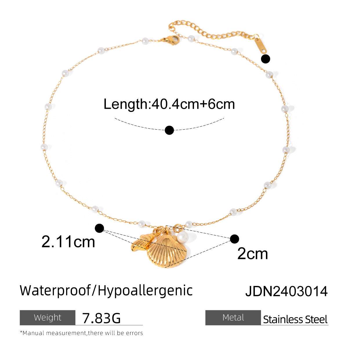 Fashion Jewelry 18K Gold Stainless Steel Pearl Chain Summer Holiday Shell Starfish Pendant Bracelet | Orazek UK Ltd