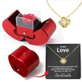 Fashion Jewelry Box Red Apple Christmas Gift Necklace Eternal Rose For Girl Mother's Day Valentine's Day Gifts With Artificial Flower Rose Flower Jewelry Box | Orazek UK Ltd