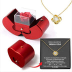 Fashion Jewelry Box Red Apple Christmas Gift Necklace Eternal Rose For Girl Mother's Day Valentine's Day Gifts With Artificial Flower Rose Flower Jewelry Box | Orazek UK Ltd
