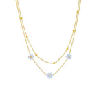 Fashion Jewelry Stainless Steel Flower DaisyFlower Necklace Double Layering Necklace Earrings Jeweley Set | Orazek UK Ltd