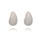 Fashion Jewelry Vintage Chunky Dome Drop Earrings For Women Glossy Stainless Steel Thick Zircon Inlaid Teardrop Earring Earrings Women | Orazek UK Ltd