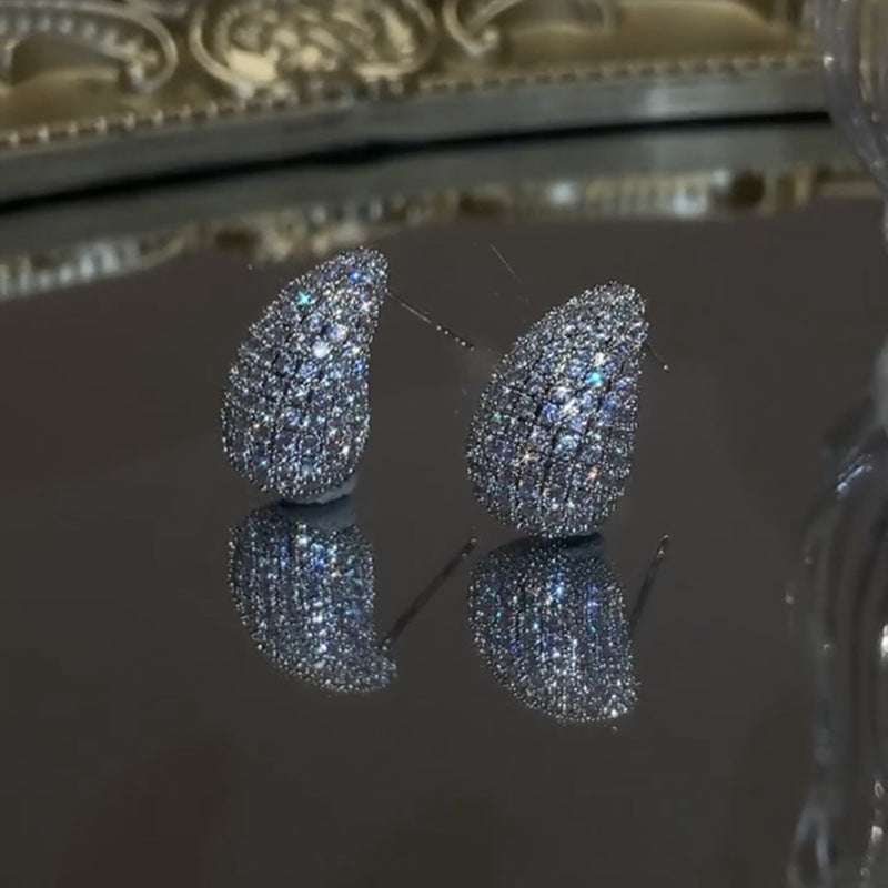 Fashion Jewelry Vintage Chunky Dome Drop Earrings For Women Glossy Stainless Steel Thick Zircon Inlaid Teardrop Earring Earrings Women | Orazek UK Ltd