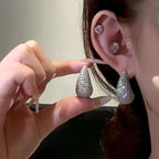 Fashion Jewelry Vintage Chunky Dome Drop Earrings For Women Glossy Stainless Steel Thick Zircon Inlaid Teardrop Earring Earrings Women | Orazek UK Ltd