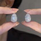 Fashion Jewelry Vintage Chunky Dome Drop Earrings For Women Glossy Stainless Steel Thick Zircon Inlaid Teardrop Earring Earrings Women | Orazek UK Ltd
