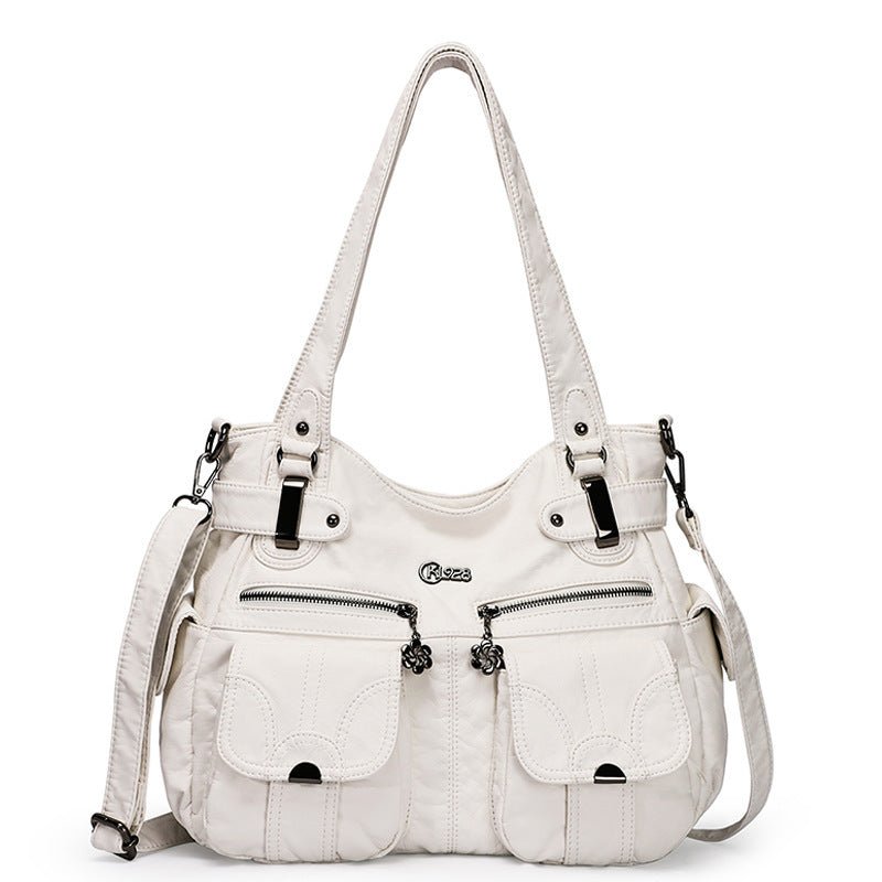 Fashion Ladies Soft Leather Portable Messenger Bag Crossbody Bags For Women Zipper Pocket Soft Casual Tote | Orazek UK Ltd