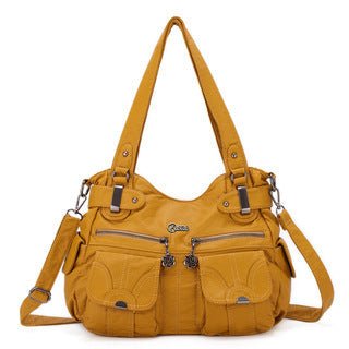 Fashion Ladies Soft Leather Portable Messenger Bag Crossbody Bags For Women Zipper Pocket Soft Casual Tote | Orazek UK Ltd