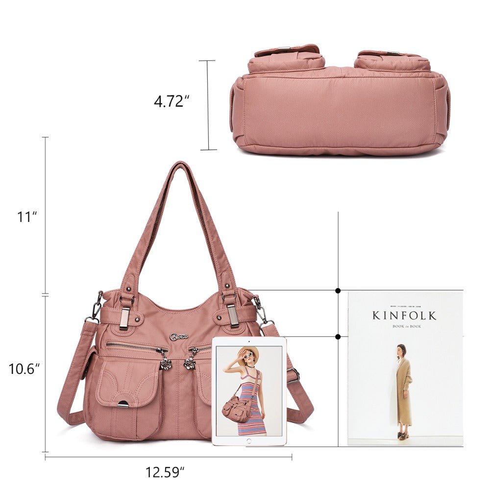Fashion Ladies Soft Leather Portable Messenger Bag Crossbody Bags For Women Zipper Pocket Soft Casual Tote | Orazek UK Ltd