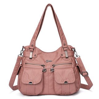 Fashion Ladies Soft Leather Portable Messenger Bag Crossbody Bags For Women Zipper Pocket Soft Casual Tote | Orazek UK Ltd