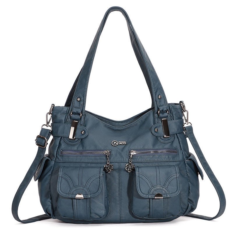 Fashion Ladies Soft Leather Portable Messenger Bag Crossbody Bags For Women Zipper Pocket Soft Casual Tote | Orazek UK Ltd