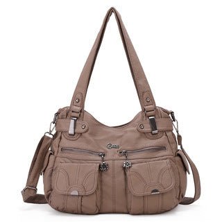 Fashion Ladies Soft Leather Portable Messenger Bag Crossbody Bags For Women Zipper Pocket Soft Casual Tote | Orazek UK Ltd
