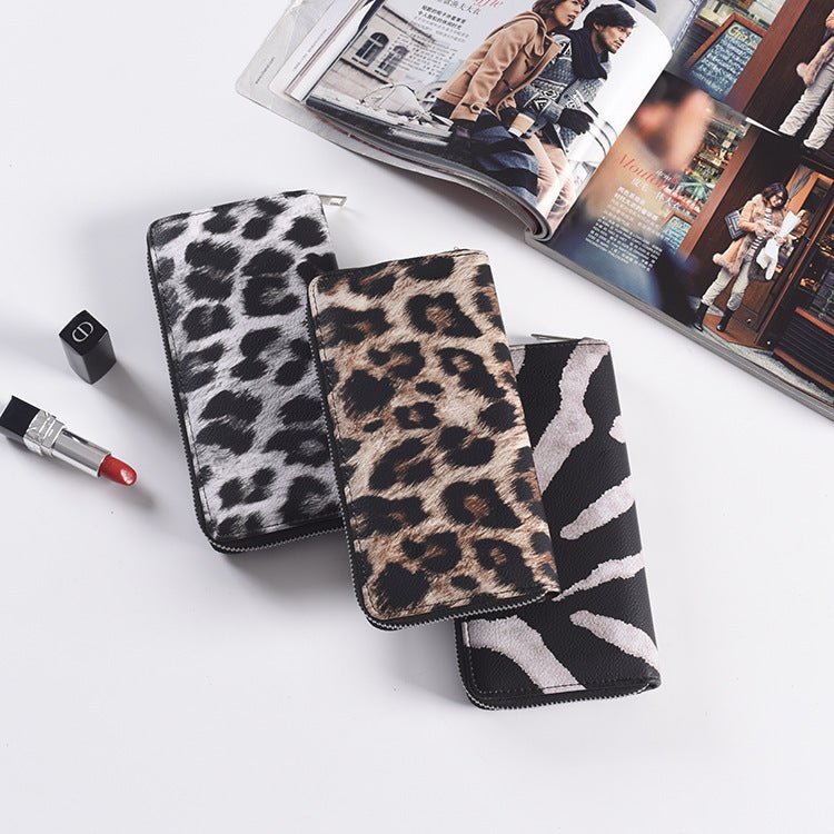 Fashion Long Zipper Women Wallets Bright Leather Black and White Wallet Wallet Prismatic Bag Flower Corner Clutch Bag Purse | Orazek UK Ltd