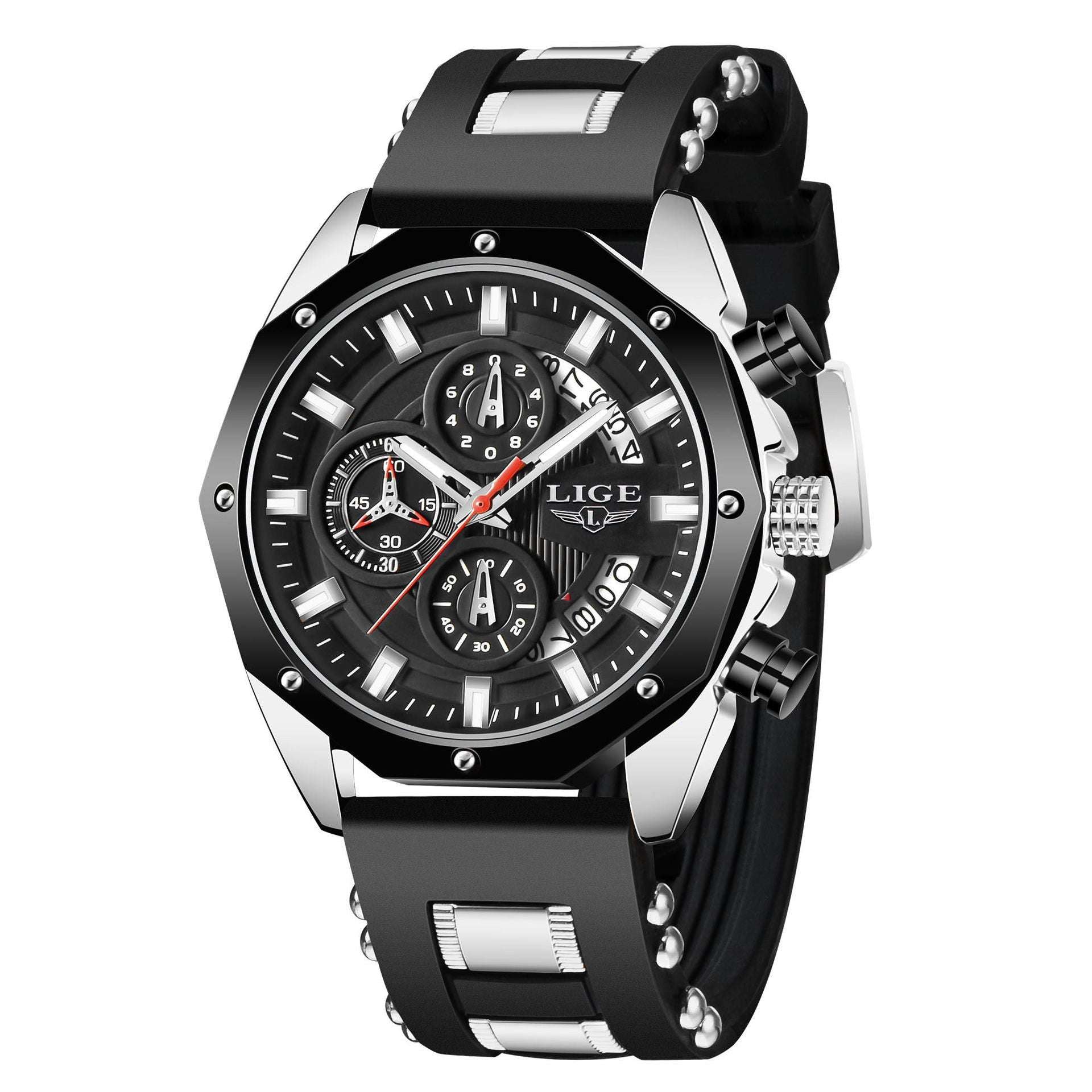 Fashion Mens Watches Top Brand Luxury Silicone Sport Watch Men Quartz Date Clock Waterproof Wristwatch Chronograph | Orazek UK Ltd