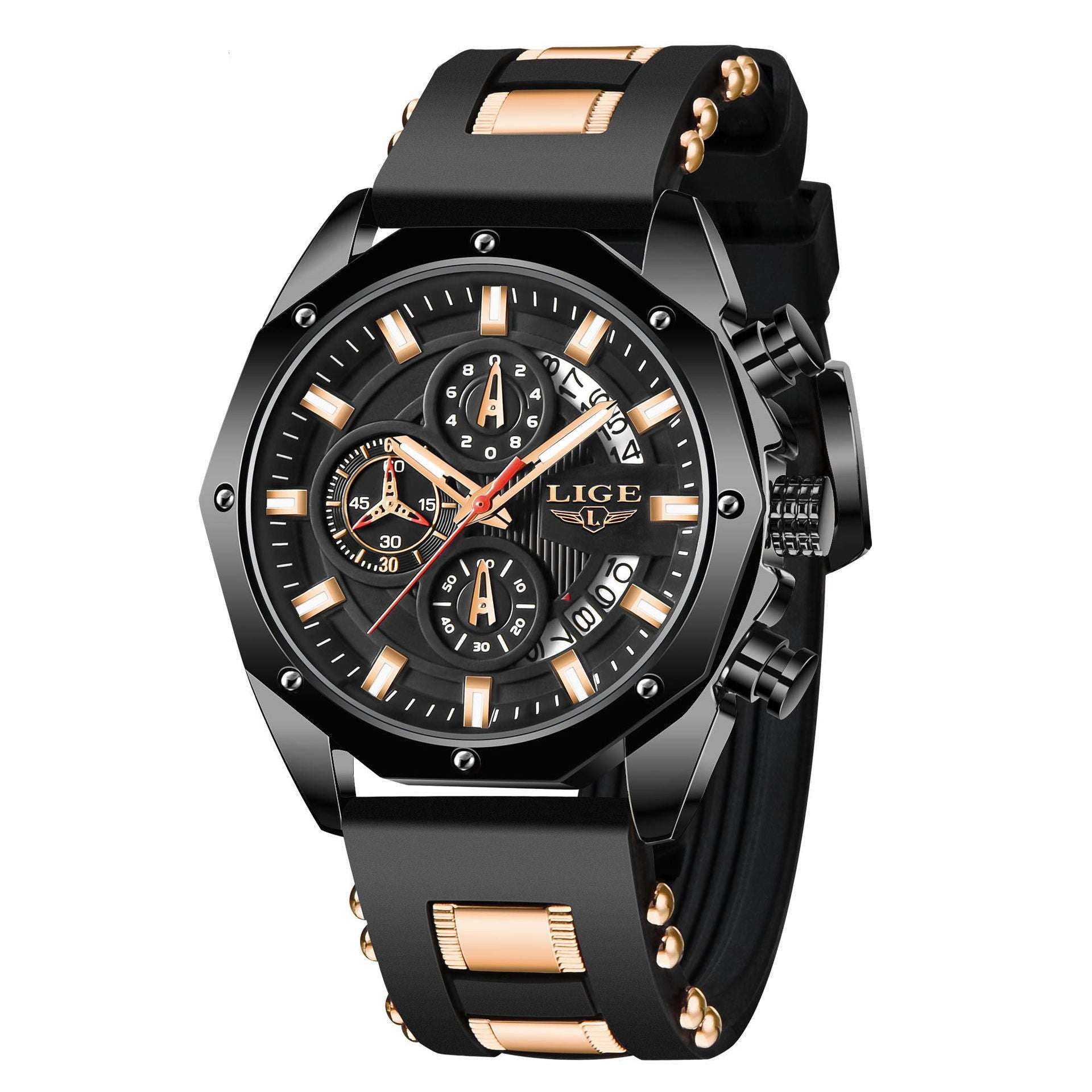 Fashion Mens Watches Top Brand Luxury Silicone Sport Watch Men Quartz Date Clock Waterproof Wristwatch Chronograph | Orazek UK Ltd