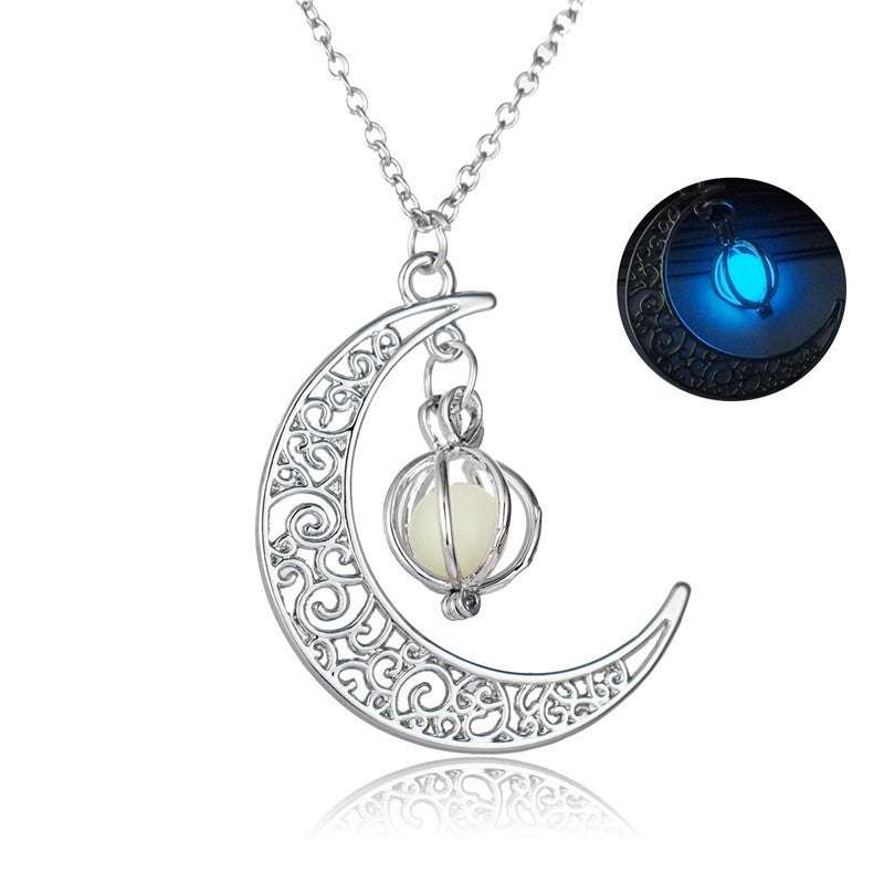 Fashion Moon Natural Glowing Stone Healing Necklace Women Gift Charm Luminous Pendant Necklace Jewelry | Orazek UK Ltd
