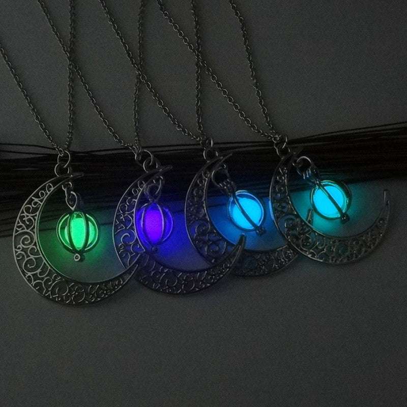 Fashion Moon Natural Glowing Stone Healing Necklace Women Gift Charm Luminous Pendant Necklace Jewelry Orazek UK Ltd