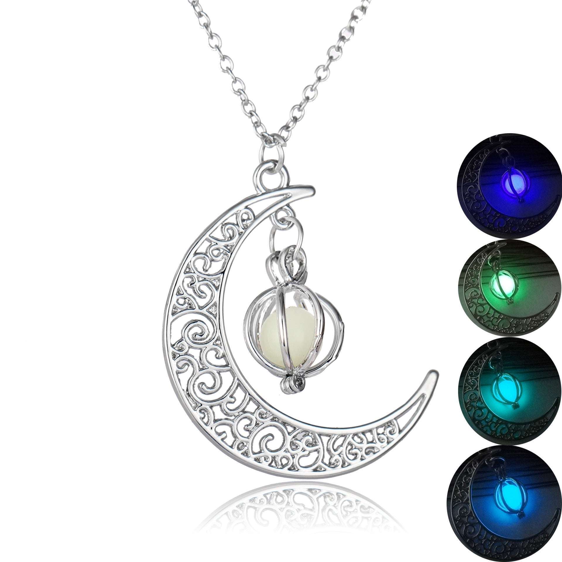 Fashion Moon Natural Glowing Stone Healing Necklace Women Gift Charm Luminous Pendant Necklace Jewelry Orazek UK Ltd