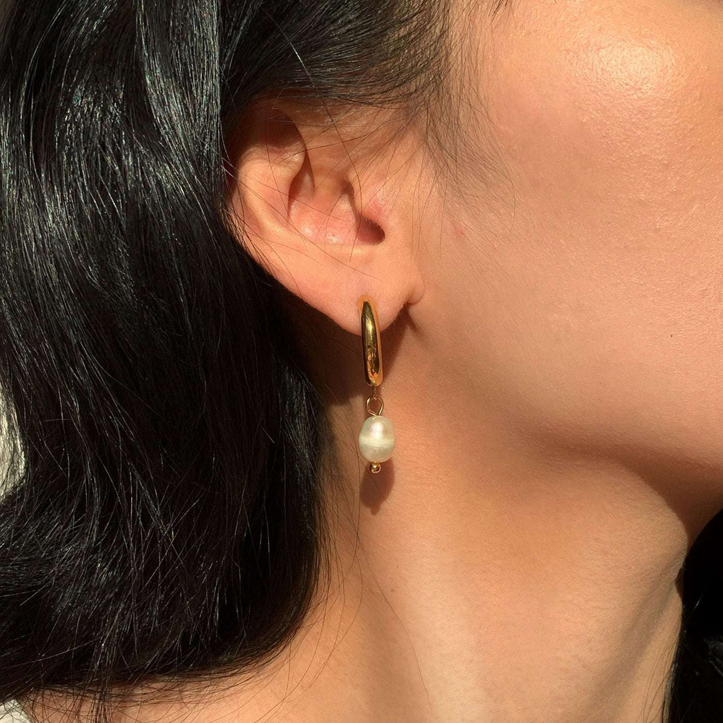 Fashion Personality Pearl 18K Gold Stainless Steel Earrings | Orazek UK Ltd