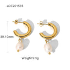 Fashion Personality Pearl 18K Gold Stainless Steel Earrings | Orazek UK Ltd