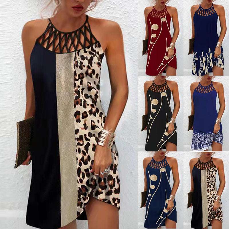Fashion Print Dress Casual Halterneck Dresses For Women Summer Clothes Orazek UK Ltd