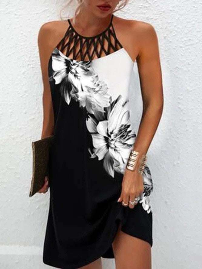 Fashion Print Dress Casual Halterneck Dresses For Women Summer Clothes Orazek UK Ltd