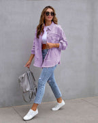 Fashion Ripped Shirt Jacket Female Autumn And Spring Casual Tops Womens Clothing | Orazek UK Ltd