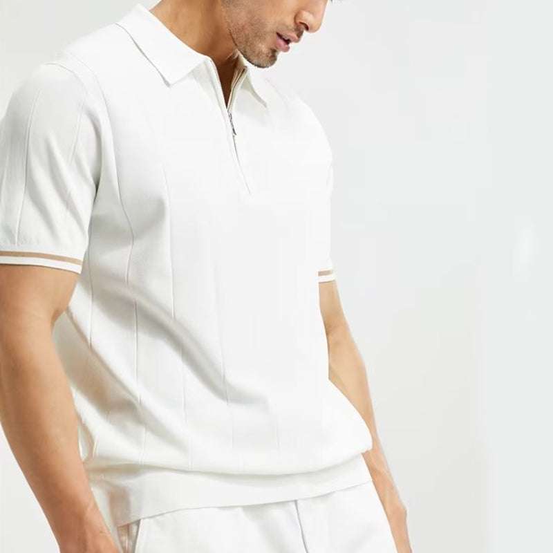 Fashion Short-sleeved Polo Shirt Summer Lapel Zipper T-shirt Tops Mens Clothing | Orazek UK Ltd