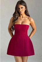 Fashion Tube Dress Summer Solid Color Sasual Backless Slim Short Dresses Party Womens Clothing | Orazek UK Ltd