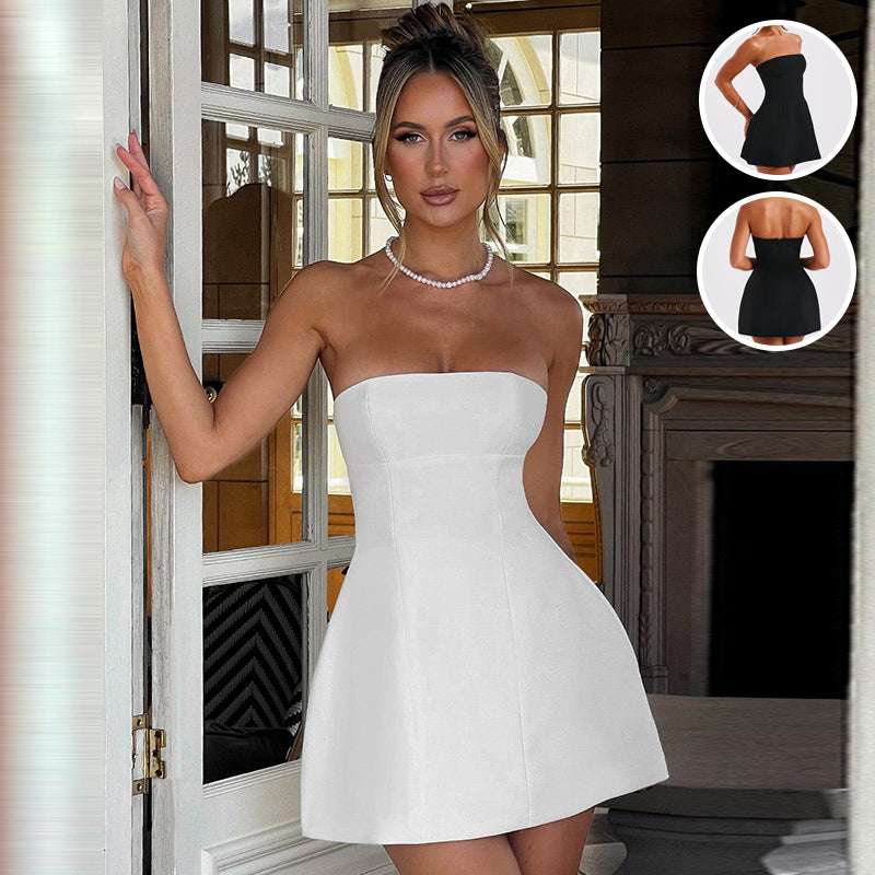 Fashion Tube Dress Summer Solid Color Sasual Backless Slim Short Dresses Party Womens Clothing | Orazek UK Ltd