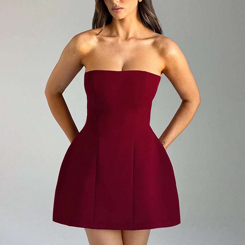 Fashion Tube Dress Summer Solid Color Sasual Backless Slim Short Dresses Party Womens Clothing | Orazek UK Ltd