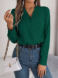Fashion V-Neck Long Sleeve Shirt Elegant Commuter Solid Blouse Office Women's Clothing | Orazek UK Ltd