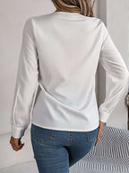 Fashion V-Neck Long Sleeve Shirt Elegant Commuter Solid Blouse Office Women's Clothing | Orazek UK Ltd