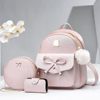 Fashion Women's Bags PU Bow Composite Bag Young Girl Student Cute Shoulders Backpack Crossbody Bags Coin Purse 3pcs Set | Orazek UK Ltd
